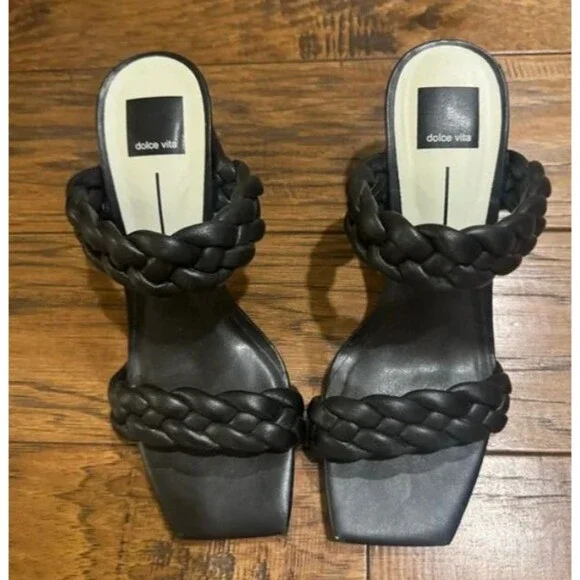 Dolce Vita Women's Paily Stella Heel Size 7.5 Black Braided - Picture 2 of 9